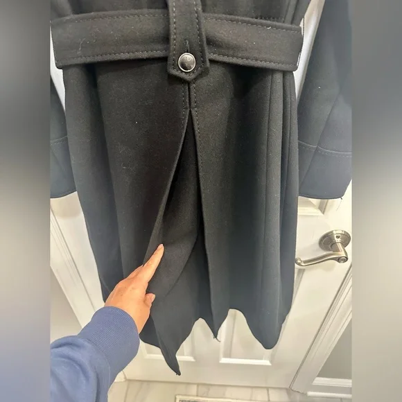 Kenneth Cole New York Black Trench Coat, Wool Coat, Winter Coat - Picture 10 of 12